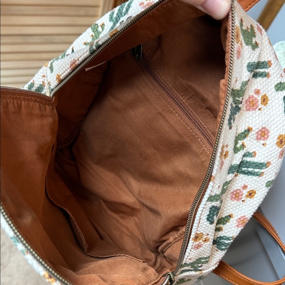 Cactus Patterned Backpack with Tan Straps - Picture 3 of 3